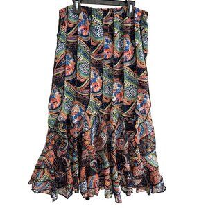 Lucky & Coco Womens Paisley Ruffle Skirt M